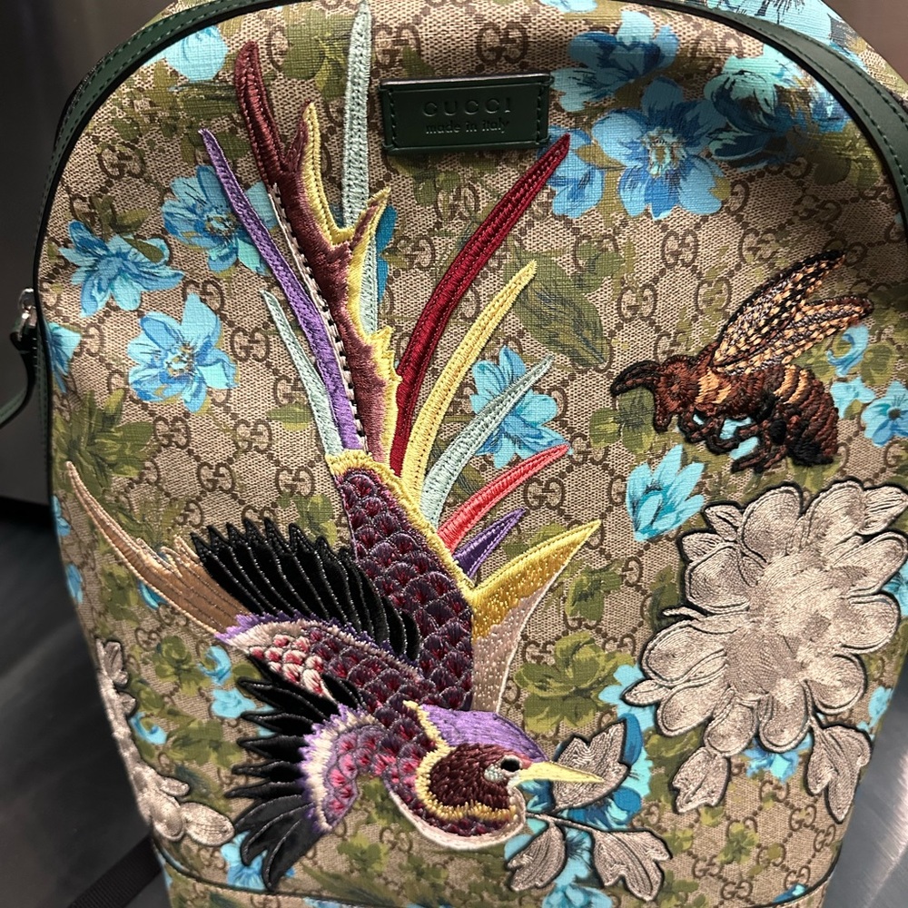 Gucci Brown and Green Backpack with Signature Style